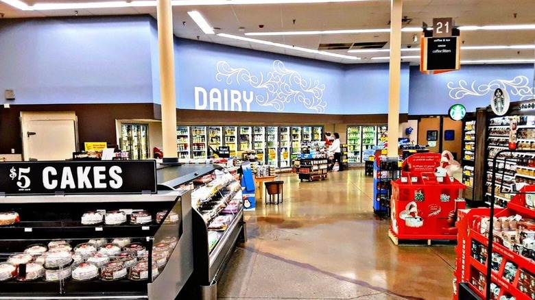 The interior of a Pay Less Supermarket in Anderson, Indiana