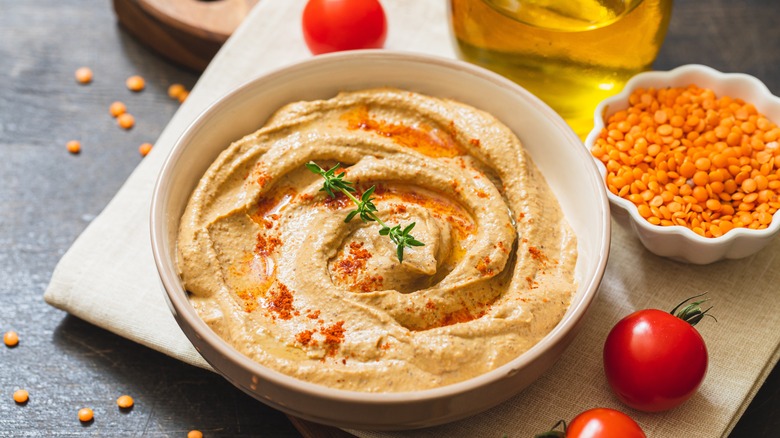 Creamy, whipped paprika-dusted hummus 