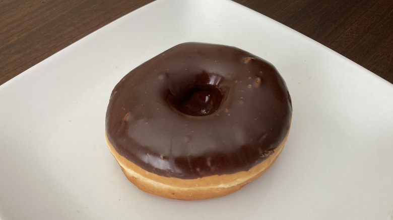 Bashas iced chocolate donut sideview