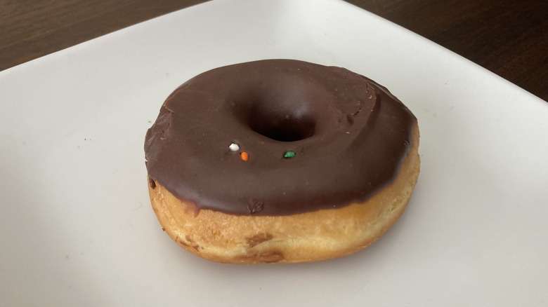 Kroger chocolate iced donut sideview