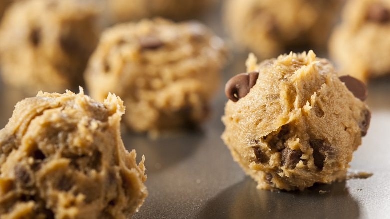 cookie dough balls on sheet