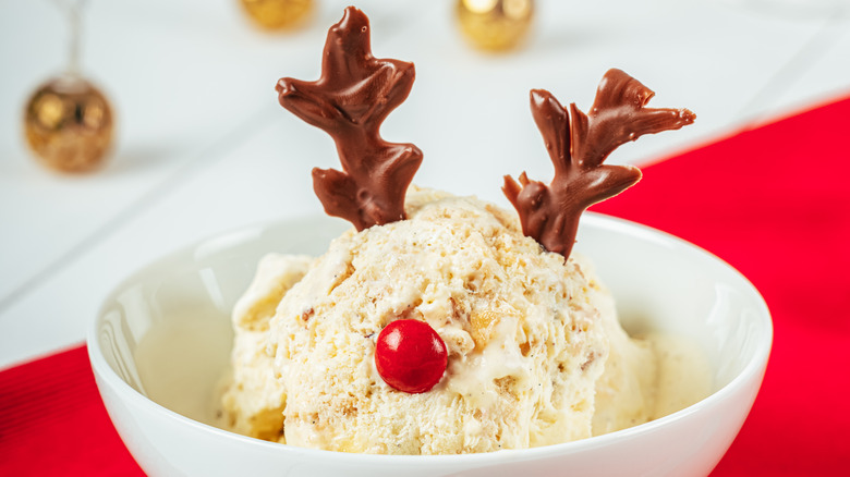 ice cream with reindeer toppings
