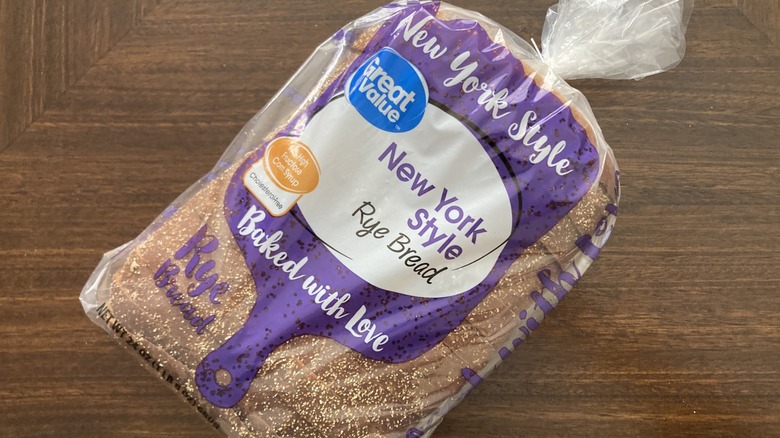 Great Value New York Style rye bread in packaging on table
