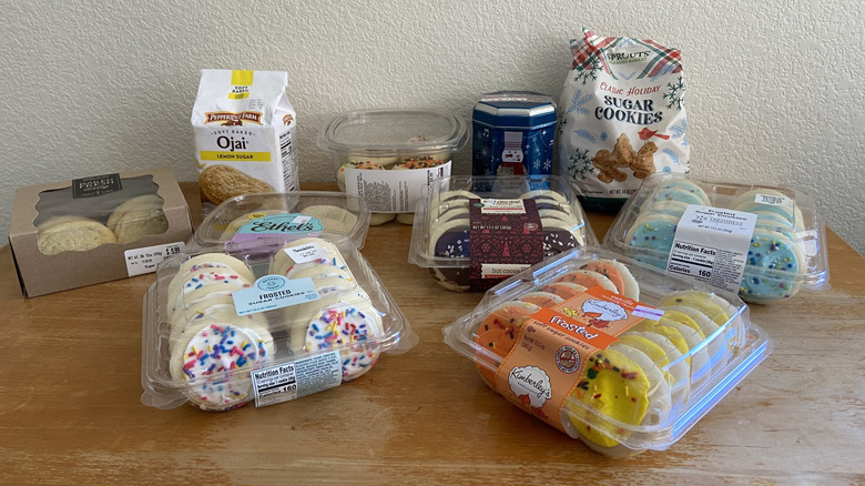 all  sugar cookie packages scattered on table