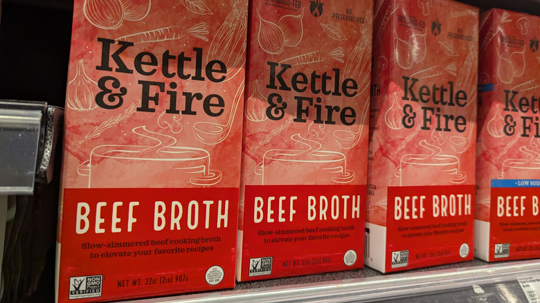 boxed broth on shelf