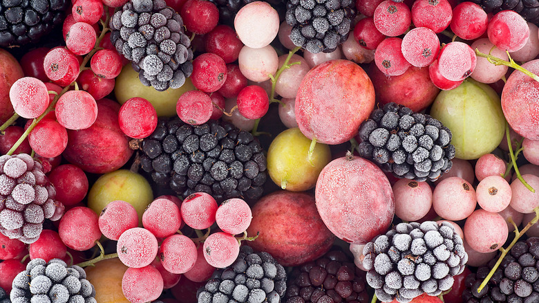 frozen fruit close up