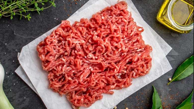 Ground beef close-up