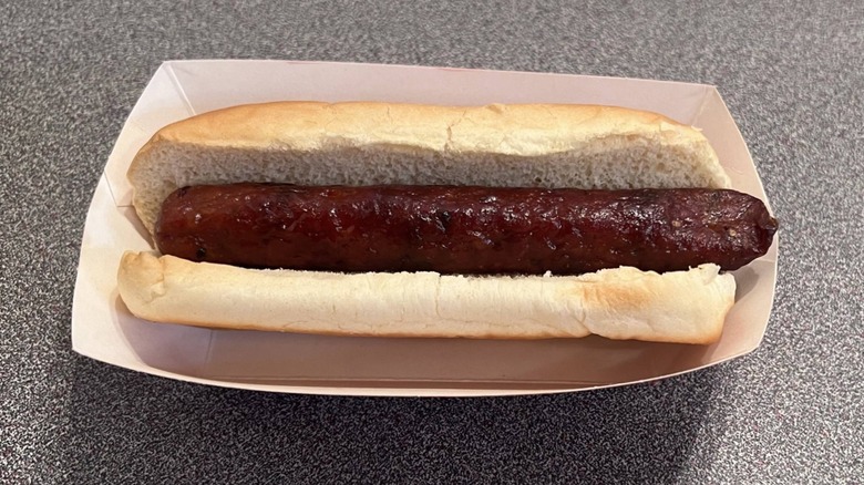 Chicken fajita sausage in a bun