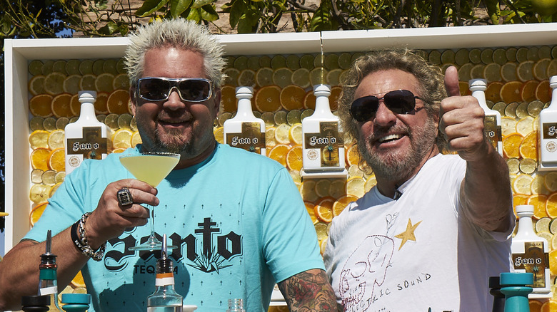 Sammy and Guy with a margarita