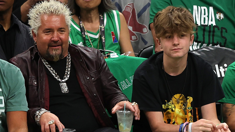 Fieri at NBA Finals game with son