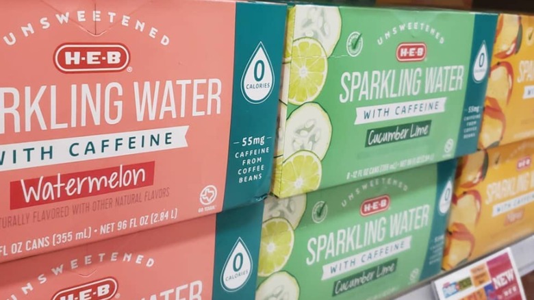 HEB sparkling water cans and 12 packs 