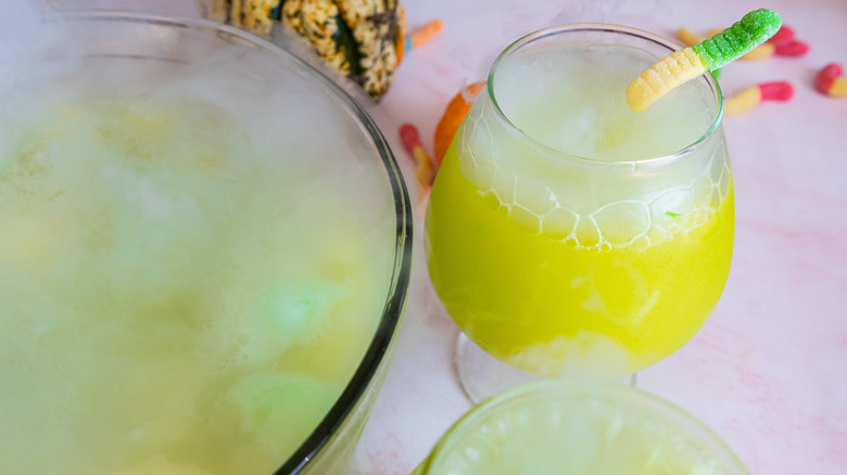 Halloween punch with dry ice