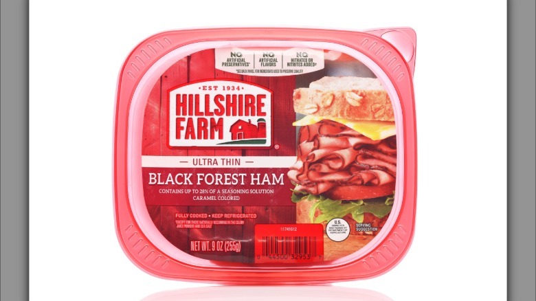 Hillshire Farm honey cured ham on a white background