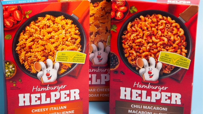 Boxes of Hamburger Helper