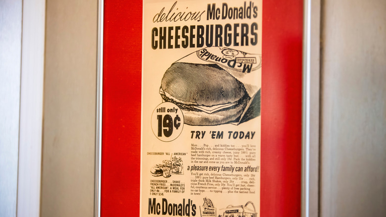 Vintage McDonald's advertisement on wall.