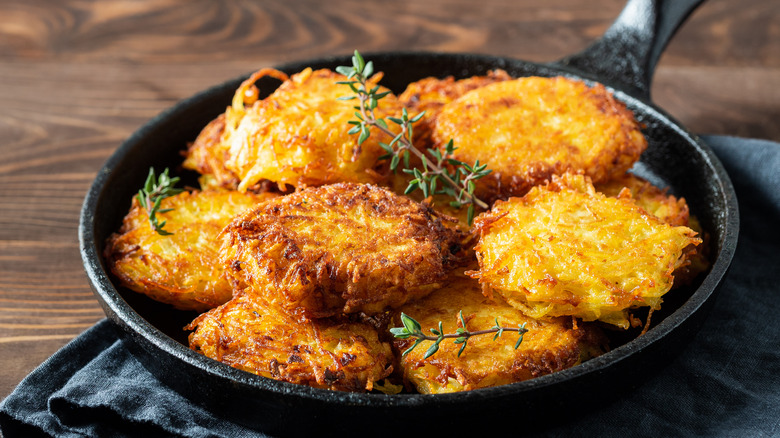 hash browns in a skillet