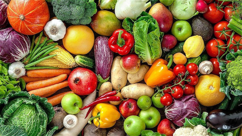 An assortment of multicolored vegetables