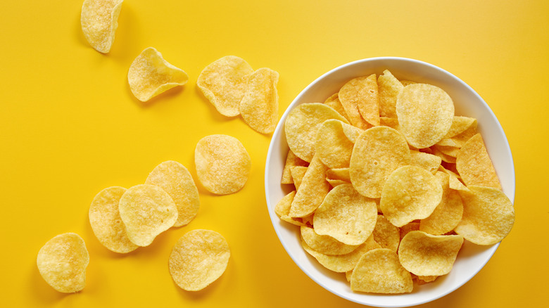 Bowl of Traditional Potato Chips 