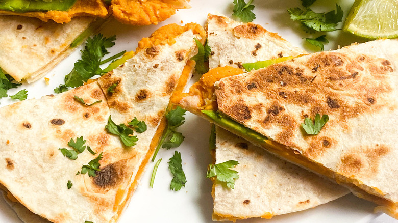 sweet potato quesadillas on plate