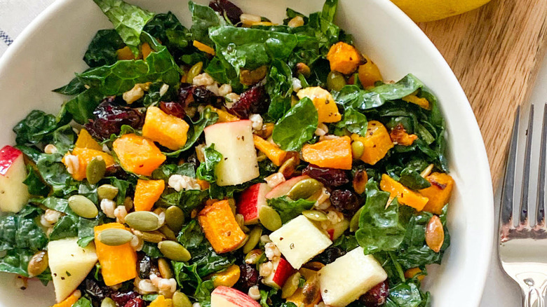 fall salad in white bowl