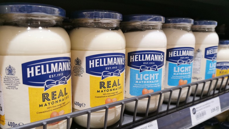 Hellmann's mayonnaise on shelf