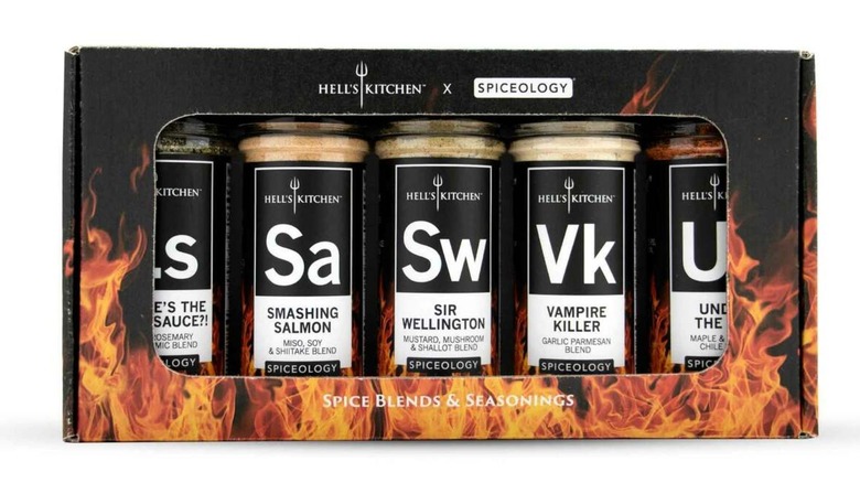 pack of hell's kitchen and spiceology's spice blends