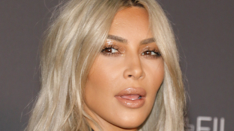 Kim Kardashian wearing blond hair