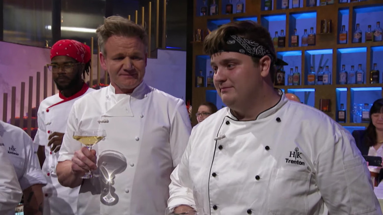 Gordon Ramsay looks on at Trenton Garvey
