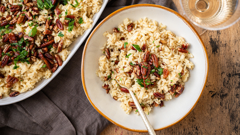 herby pecan rice pilaf bowl