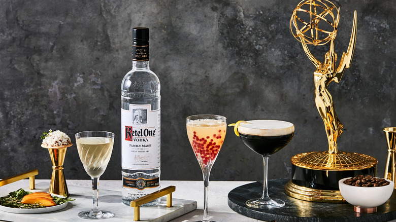 Emmy Statuette, Ketel One bottle, cocktails