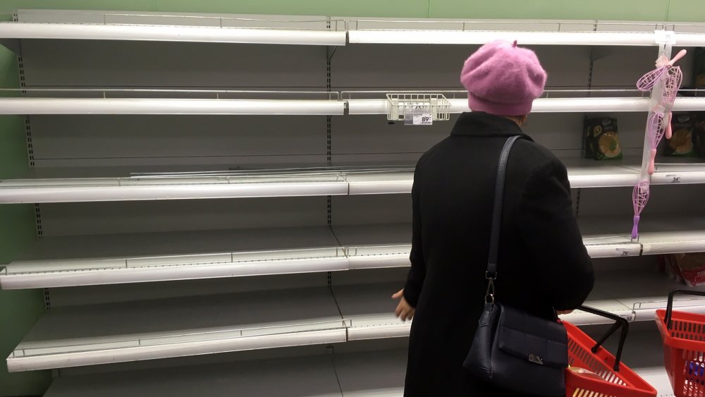 empty shelves at grocery store