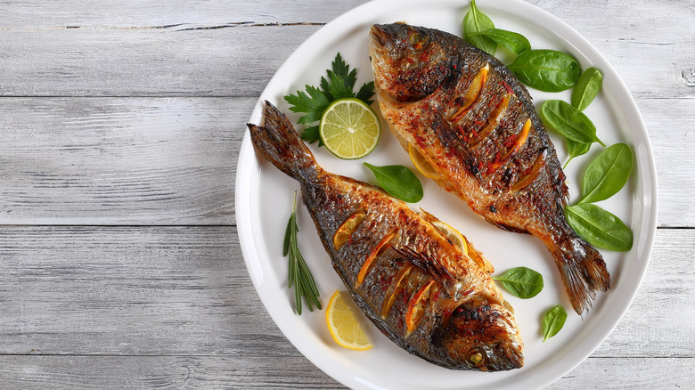 Grilled fish on a plate