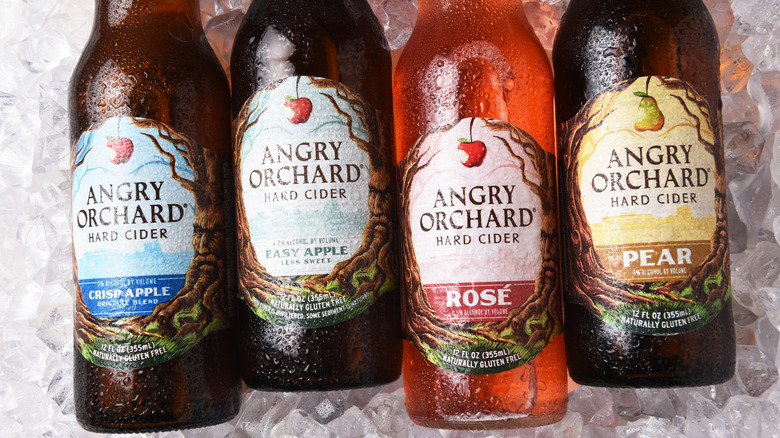 Bottles of Angry Orchard on ice