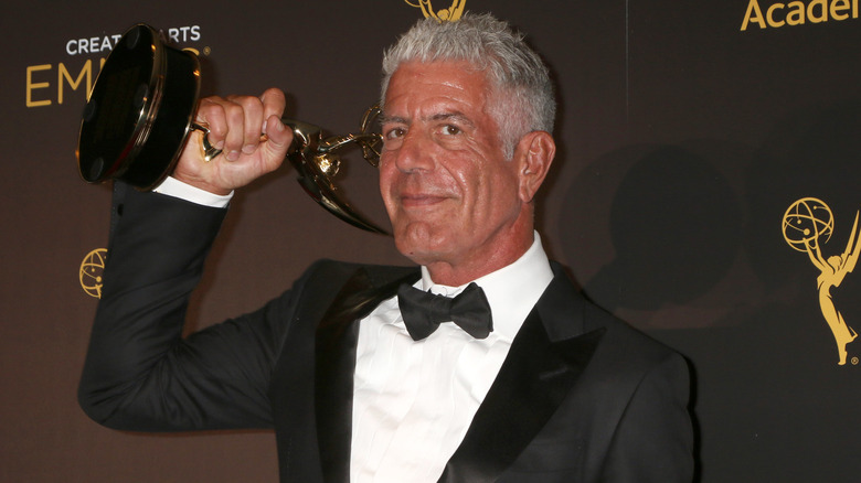 Anthony Bourdain on the Emmy red carpet