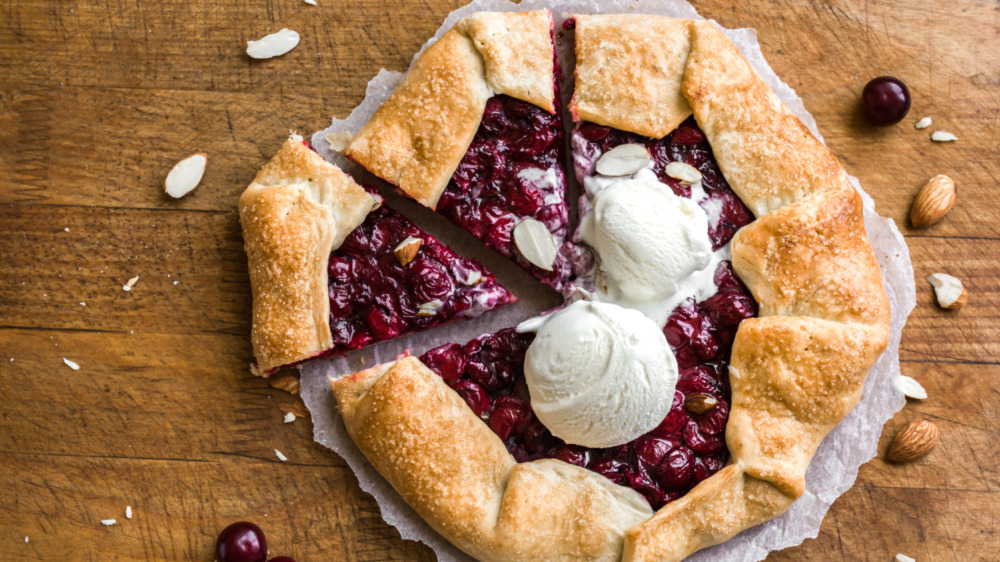 cherry galette topped with ice cream