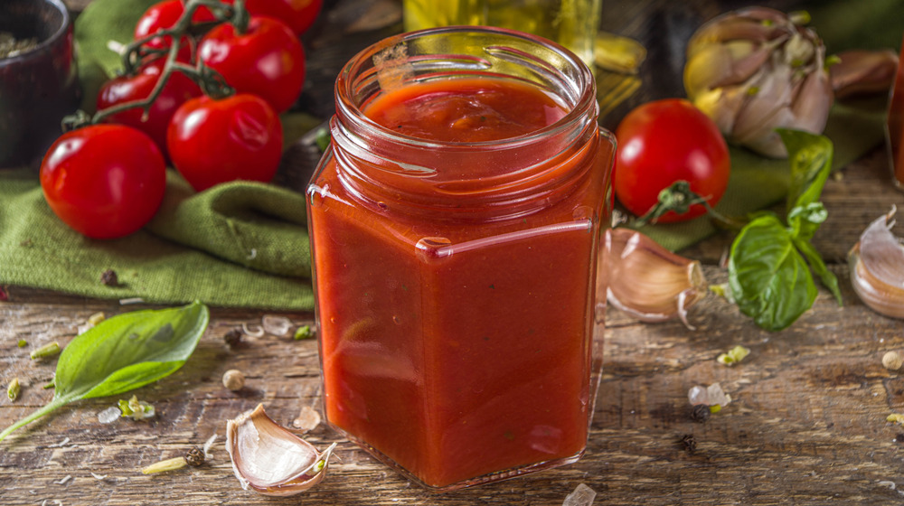 jar of homemade tomato sauce