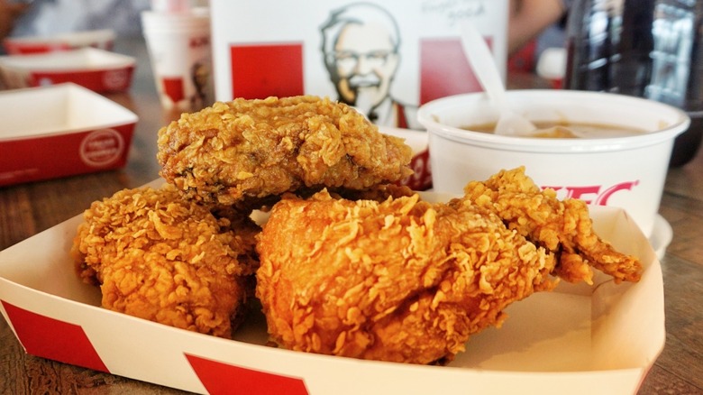 A chicken meal served at KFC