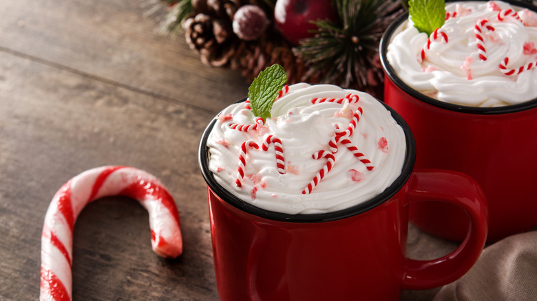 Christmastime peppermint candy and drinks