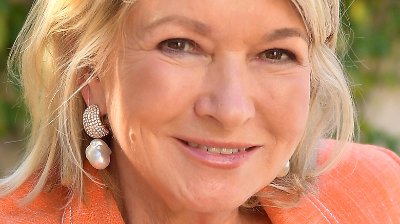 Martha Stewart smiling and wearing orange jacket