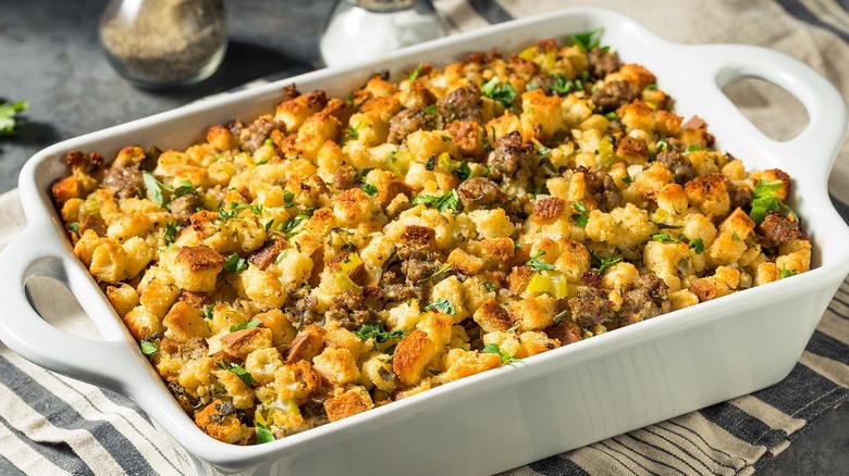 Stuffing in casserole dish