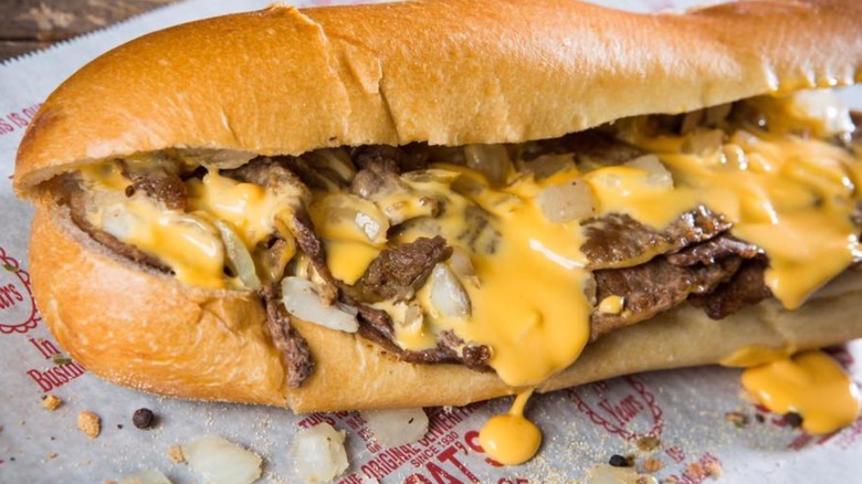 a classic cheesesteak sandwich