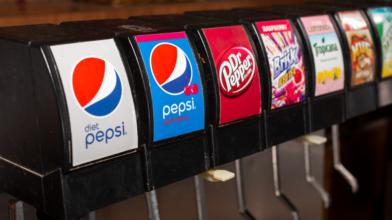 closeup of soda fountain