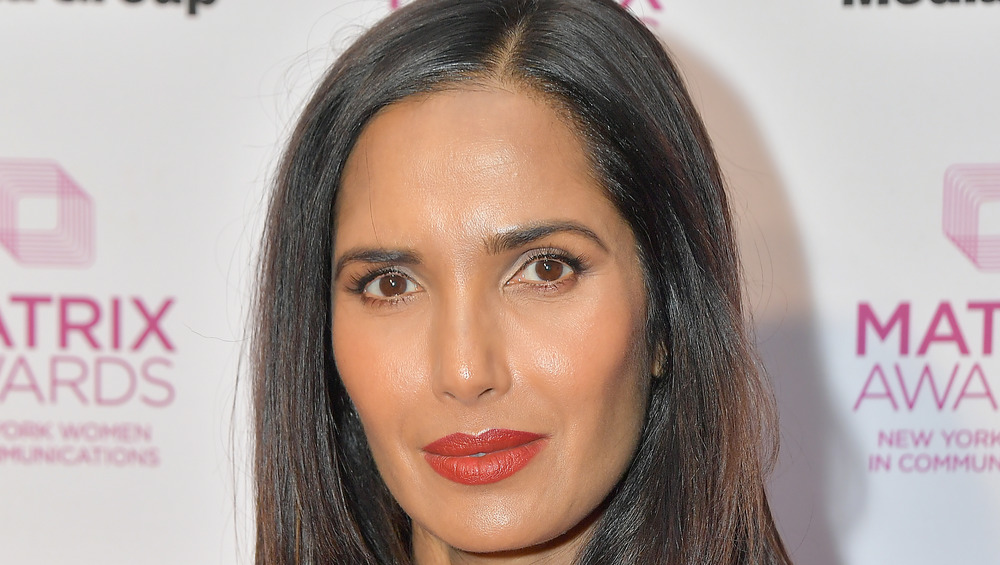 Padma Lakshmi in red lipstick