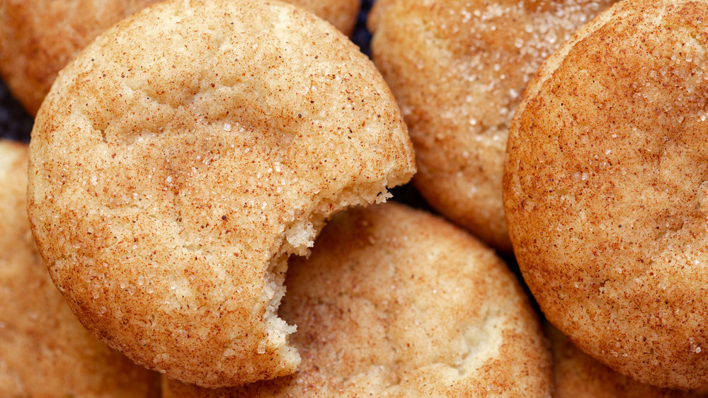 Snickerdoodle cookie with a bite missing
