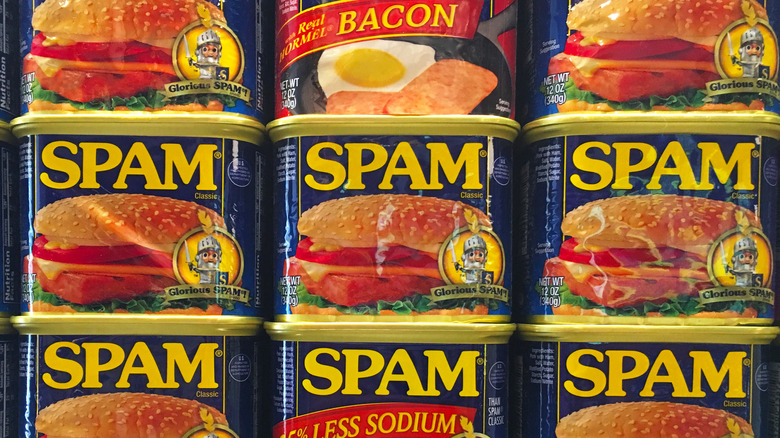 Stacked cans of Spam