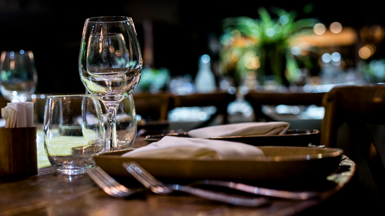 place setting at fine dining restaurant