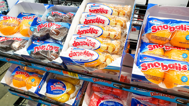 Assorted Hostess cakes at store