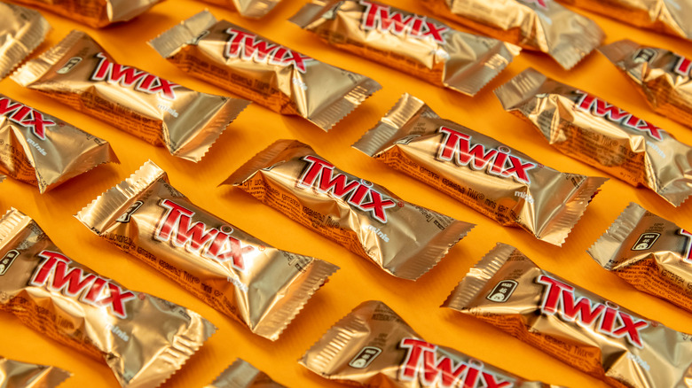 Close up of Twix miniature bars