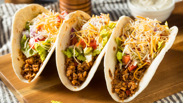 Tacos in a flour tortilla
