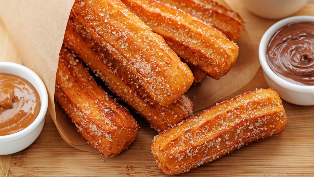 Bite sized churro with dipping sauce